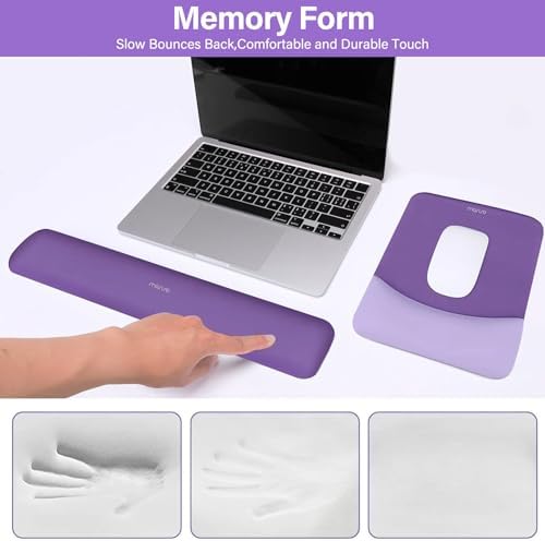 MOSISO Wrist Rest Support Mouse Pad & Keyboard Set, Imperial Purple