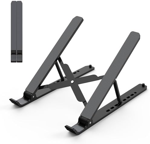 Tonmom Laptop Stand for Desk, Adjustable Laptop Riser, Black