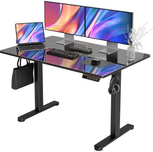 Claiks Glass Standing Desk 48x24 Inch Black