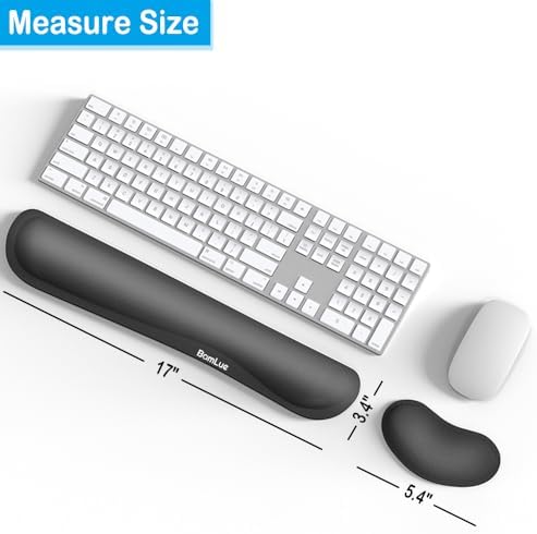 Keyboard Wrist Rest, BamLue Memory Foam Pad Set for Easy Typing & Pain Relief for Laptop, Office & Home, Ergonomic Sets for Keyboard, Gel Mouse Wrist Rest, Smooth Fiber Cushion Wrist Support-Black