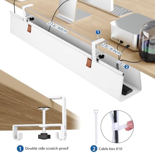 Zilink Under Desk Management Tray Desk Cable Organizer 40 inch, White
