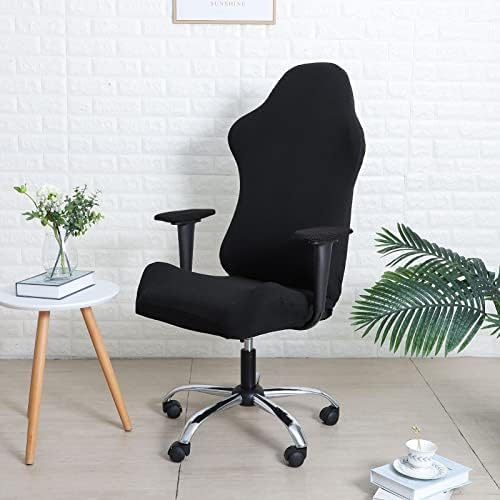 FORCHEER Gaming Chair Cover with Armrest Covers Set 4-Piece Black Water-Repellent Jacquard Racing Gaming Chair Slipcover Washable Cat Scratch Proof