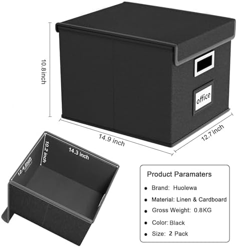 File Organizer Box with Lids, Collapsible File Folder Organizer