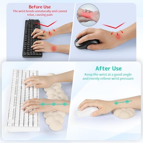 Sushret Cloud Wrist Rest for Keyboard and Mouse, Cloud Keyboard Wrist Rest