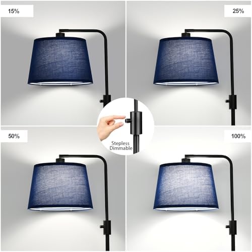Nintiue 【Upgraded】 Dimmable Floor Lamp, 1000 Lumens LED Edison Bulb Included, Modern Arc Standing Tall Floor Lamp for Living Room Bedroom Office Dining Room - Blue