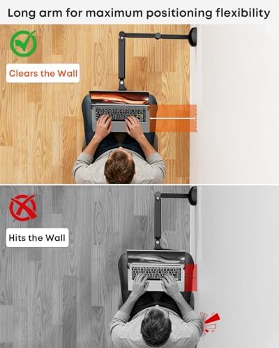 Long Arm 2-in-1 Laptop Wall Mount with Detachable Tray for 12-17'' Laptops