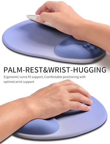 Palm-Rest and Wrist-Hugging Mouse Pad Wrist Rest, Ergonomic Wrist Support with Curve Fitting Cushioned Memory Foam for Carpal Tunnel Pain Relief, 9.9 x 8.3 Inch, Purple Ombre