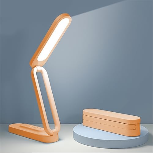 Giryuhd LED Desk Lamp for Office Home & Battery Operated Lamp Rechargeable Lamp Foldable & Portable Light, LED Desk Light Strip, 3 Brightness Dimmable Small Desk Lamp Reading Lamp (Orange)