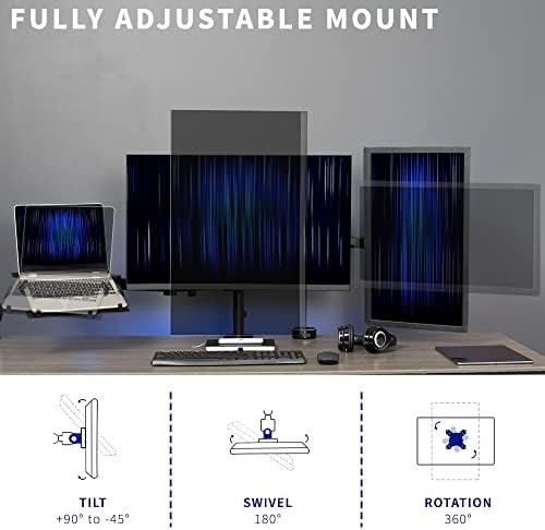 VIVO Dual Monitor + Laptop Mount for 13 to 27 inch Screens and 10 to 15.6 inch Laptops, Triple Screen Viewing, Articulating Arms, Black, STAND-V013L