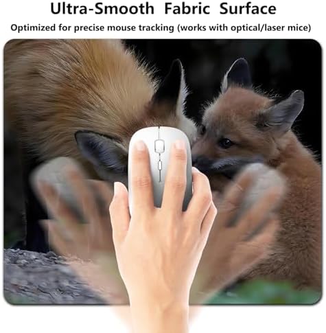 9.5x7.9 Inch Office/Gaming Mouse Pad, Lovely Red Fox Cub Wildlife Family, Cute Anti-Slip Mat for Desk Decor