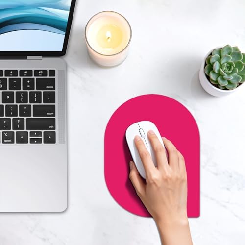 Contoured Oval Mouse Pad 6x8in Non-Slip for Laptop,Rose Red
