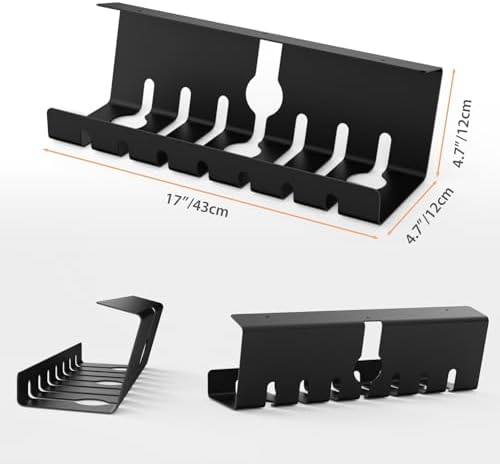Syeeiex Under Desk Cable Management Tray, Cord Management, Black, 17inch