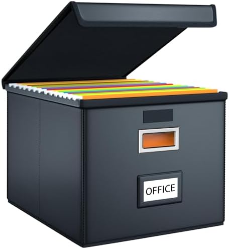 File Organizer Box with Lids, Collapsible File Folder Organizer