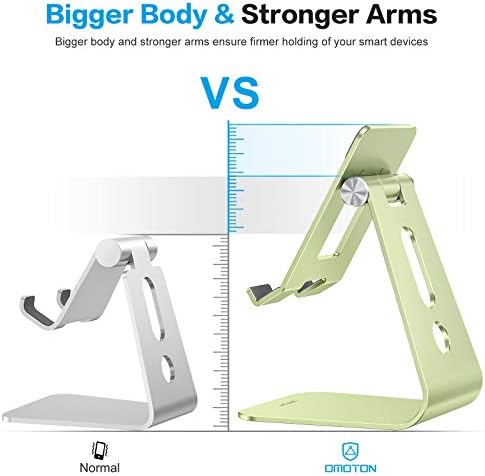 OMOTON Adjustable Tablet Stand for Desk, Upgraded Longer Arms for Greater Stability, T2 Tablet Holder with Hollow Design for Bigger Sized Phones and Tablets Such as iPad Pro/Air/Mini, Green