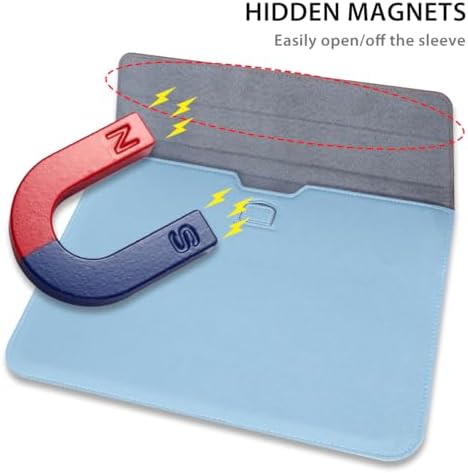 PU Leather Laptop Sleeve Case with Stand for 2026 MacBook Neo 13 A3404, 2026-2022 Air13.6'' M5 A3449 M4 A3240 M3 A3113 M2 A2681, 2018-2021 Air 13'', Laptop Bag for 2016-2022 Mac Pro13, Blue