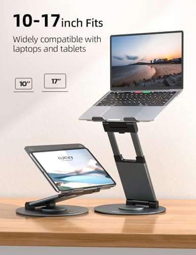 Nulaxy 18" Height Telescopic 360 Rotating Aluminum Laptop Stand Desk, Gray