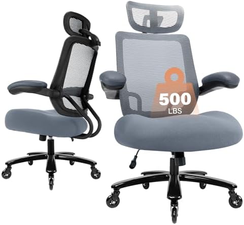Big and Tall Office Chair with 500 LBSCapacity and Memory Foam Seat, Grey