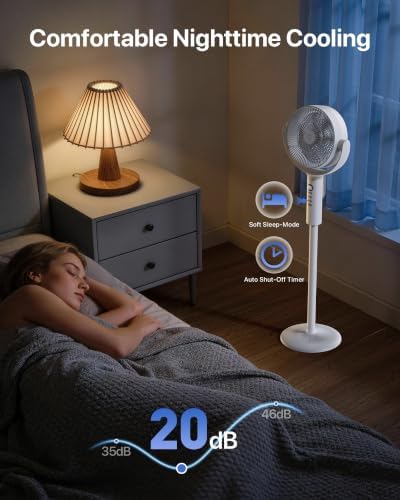 Aaoyun Cordless Floor Fan, 12000mAh Rechargeable Pedestal Fan with Remote, 3D Oscillating Air Circulator, 8 Speeds Quiet DC Motor, Adjustable Height Desk Fan for Bedroom, Home, Office, Camping(DX)