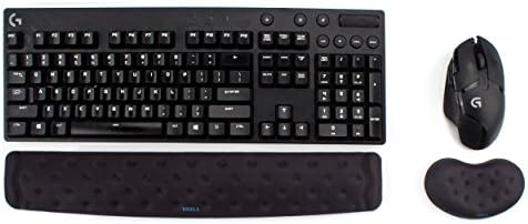 BRILA Memory Foam Mouse & Keyboard Wrist Rest Support Pad Cushion Set for Computer, Laptop, Office Work, PC Gaming - Massage Holes Design - Easy Typing Wrist Pain Relief (Black)