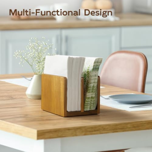 Mail Organizer, Acacia Wood Mail Holder for Desk, Letter Holder with 2 Slots for Countertop, Small Envelope Holder, Desk Organizers and Accessories for Home Office