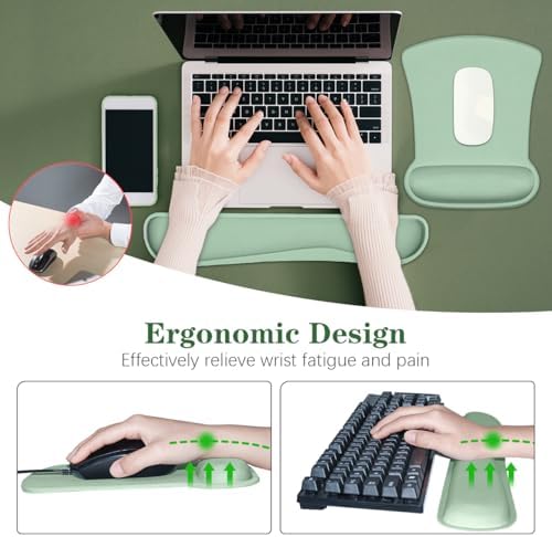 Ergonomic Keyboard Wrist Rest Memory Foam and Soft Gel Mouse Pad
