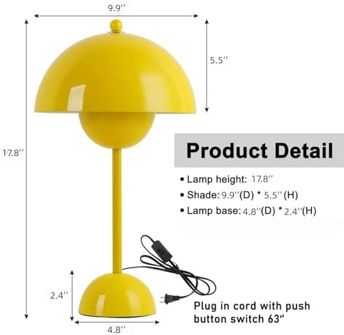 Creative Mid-Century Modern Bud Table Lamp for Home&Office, Lemon Yellow