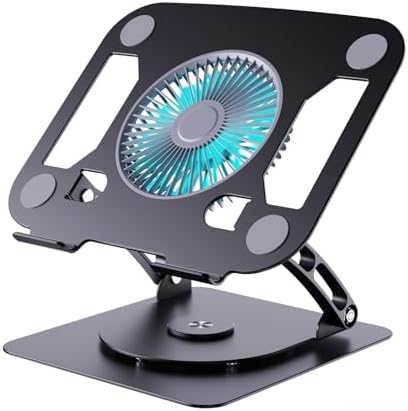 SHUWEI Laptop Stand with Fan, Height/Angle Adj fits 16" Laptop, Black