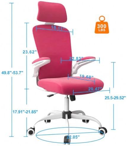Mimoglad Office Chair, High Back Ergonomic Desk Chair with Adjustable Lumbar Support and Headrest, Swivel Task Chair with flip-up Armrests for Guitar Playing, 5 Years Warranty