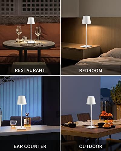 KDG 2 Pack Cordless White Table Lamps, Rechargeable Portable LED Desk Lamps