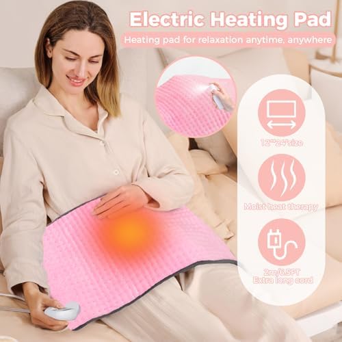 Heating Pad for Back, 12"×24" Electric Heating pad for Women, Men