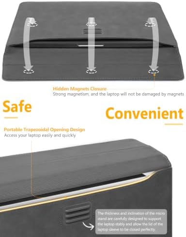HYZUO 15-16 Inch Laptop Case Sleeve with Adjustable Stand, Space Gray