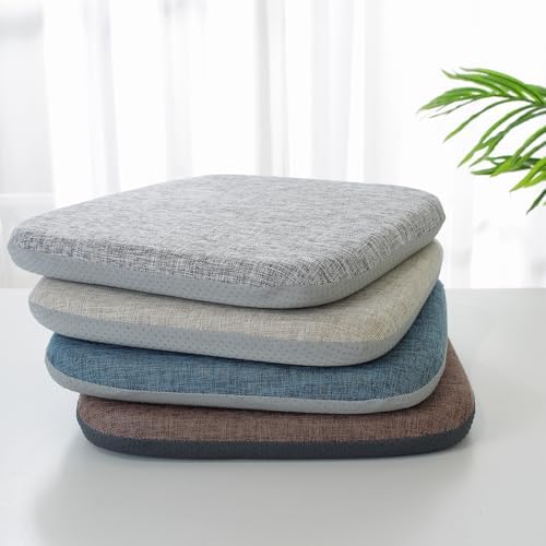 High Resilience Memory Foam Chair Cushion 15"x15"x2" Set of 2 Square Chair Pads and Washable Cover Non Slip Seat Cushions for Indoor Dining Room Kitchen and Office Chairs (Coffee,15"x15")