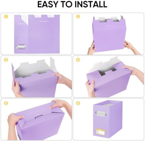 BALEINE 8PK File Organizer Box, Cardboard File Folder Organizer with Handle