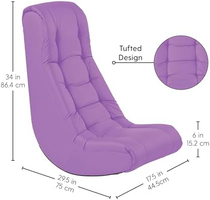 Factory Direct Partners Soft Tufted Floor Rocker - Cushioned Ground Chair for Kids Teens and Adults - Great for Reading, Gaming, Meditating, TV - Lavender, 10488-LV