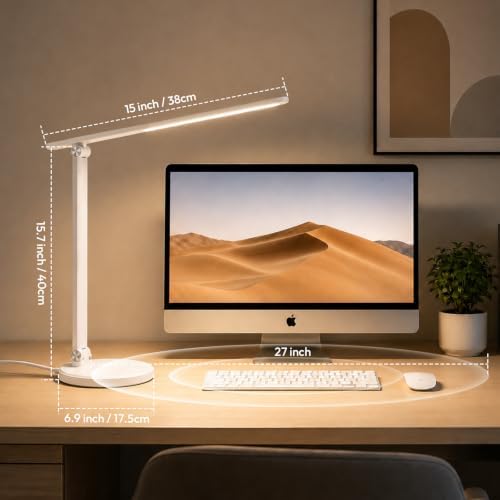 LED Desk Lamp for Home Office,Eye-Caring 9W Touch Desk Light, White