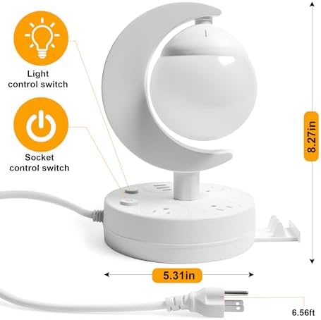 Table Lamp with USB Charging Port & AC Outlet, 3-Color Dimmable LED Desk Lamp, Eye-Caring Bedside Nightstand Light for Bedroom, Home Office & Living Room