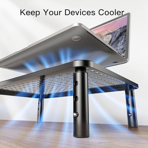 HUANUO Computer Monitor Stand for Desk, Adjustable Laptop Riser, 2 Pack