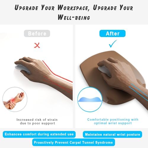 ErgoFlow Gel Wrist Rest Mouse Pad - Ergonomic Cushion for Desk, Cute Aesthetic Computer Decor for Women; Small Mousepad Mat&Laptop Pads - Office Home Support & Ergo Accessories Supplies(02Mocha Sand)