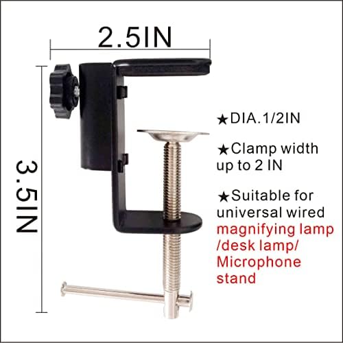 Desk lamp Clamp: 2PACK 1/2 Enlarge Hole Replacement C Clamp Desk Light,Magnifying Glass w/ Light,Table Mic Stand,Mic Arm Desk Mount, Phone Holder,for Office Work Task (M Black) (C CLAMP SMALL)