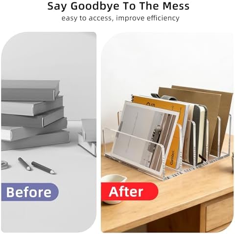 Clear Acrylic 5-Compartment Mail & Letter Desk Organizer