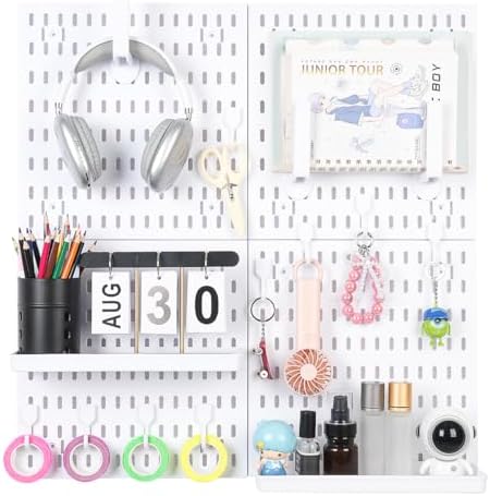 Colville White Pegboard Wall Organizer Kit, 4 Pcs 12 x 12 in ABS Plastic