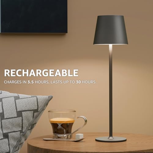 uuffoo 2 Pack Cordless Table Lamp Rechargeable 5000mAH Battery Operated Lights Touch Control LED Portable Desk Lamps 3 Color Dimming for Outdoor Coffee Bedroom Kitchen (Black)