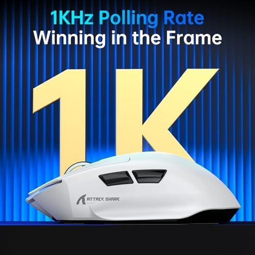 ATTACK SHARK V6 Wireless Gaming Mouse with RGB Charging Dock, 25K DPI PAW3311 Sensor, 1K Polling Tri-Mode Ergonomic PC Mice, 5 Programmable Bottons, Cloud-Based AI Driver for Win/Mac,Black&Tape