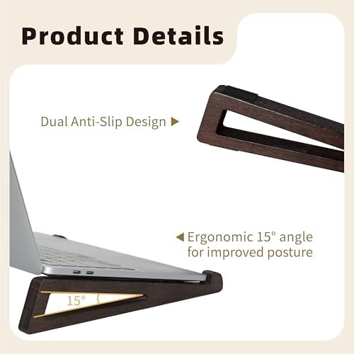 Bamboo Laptop Stand for Desk – Ergonomic, Space-Saving, Lightweight Stand for Laptops, iPads, and Tablets (Brown)