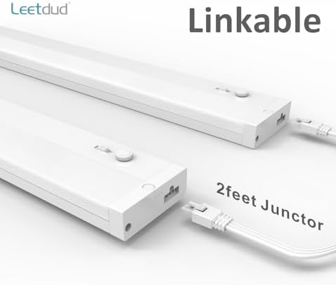 Leetdud Under Cabinet Lights Plug in or Hardwired Built-in Dimmer, 16 Inch 8W, 5CCT 2700K-5000K, Linkable Undercounter Lighting for Kitchen, ETL Dimmable LED Undercabient Light Fixture, White