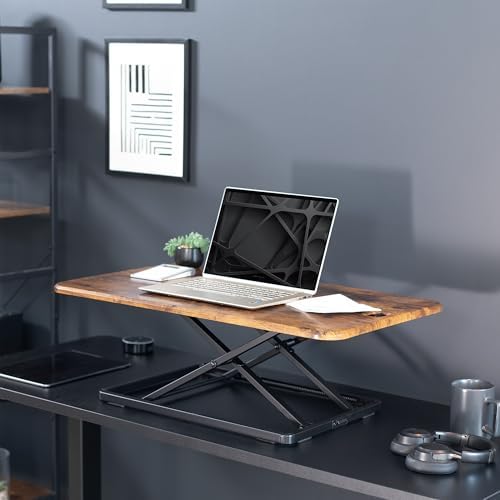 VIVO Vintage Brown 32 in Single Top Standing Desk Converter, DESK-V032JN