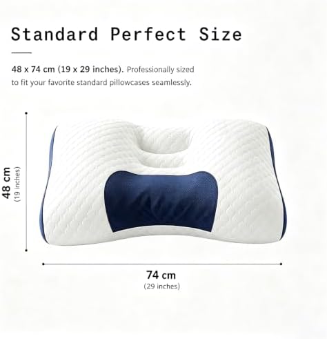 Cervical Neck Pillow 3D Ultra-Soft Neck Support Pillows Queen Size Set of 2