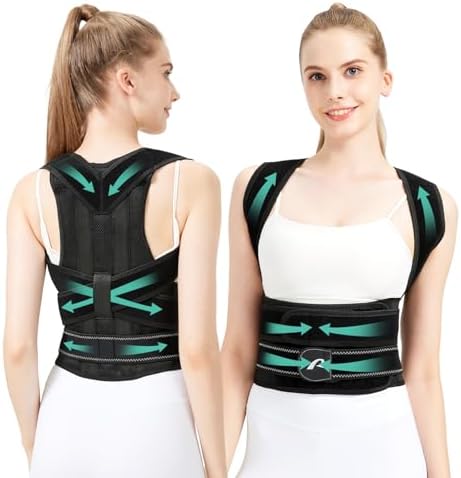 Back Brace Posture Corrector for Women & Men, Breathable, Black L