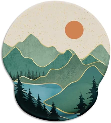 LIMKRIAN Ergonomic Mouse Pad with Wrist Rest, Sunrise Mountain Desk Decor