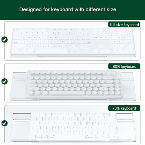 Computer Keyboard Stand Holder - Ergonomic Acrylic Keyboard Stand for Desktop Comfortable Keyboard Tray Riser with Silicone Anti-Slip Strip for Home School Office Desk Accessory, Clear